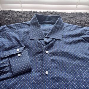 Peter Millar Crown Finish Shirt‎ Large Blue  Button Up Long Sleeve Mens